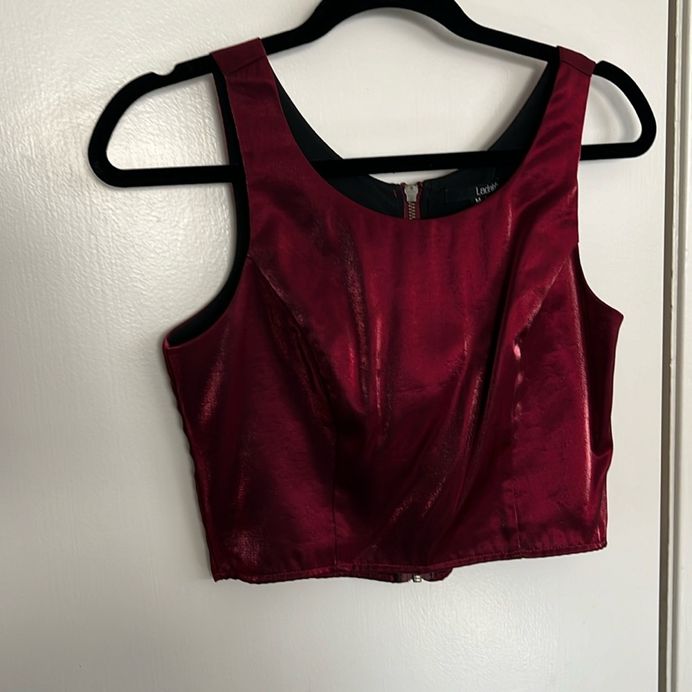 Ladakh red shimmery crop top